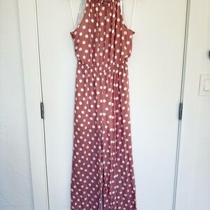 Sugarlips Brown Polka Dot Maxi Dress